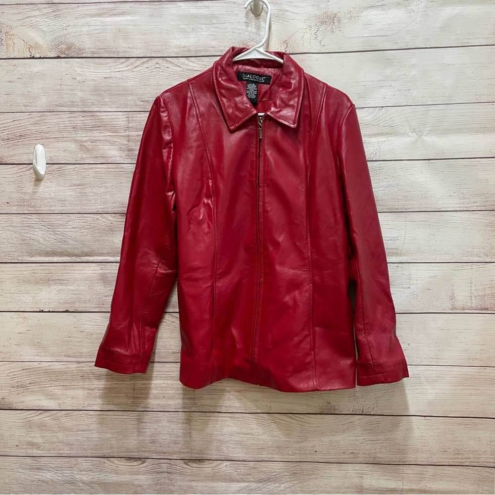 VINTAGE 90s DIALOGUE RED LEATHER JACKET
